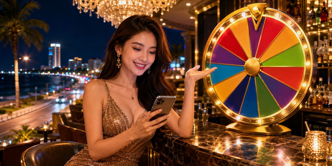 Người dùng tại Phan Thiết tham gia quay số may mắn và kiểm tra giao dịch tài chính trực tuyến